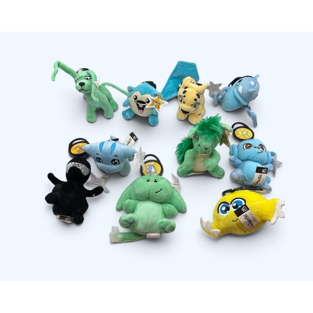 Lot of 10 Vintage McDonalds Happy Meal Neopets Plush Toys 2004 2005